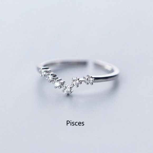 Jewelry - 925 Sterling Silver Zodiac Resizable Ring-Pisces